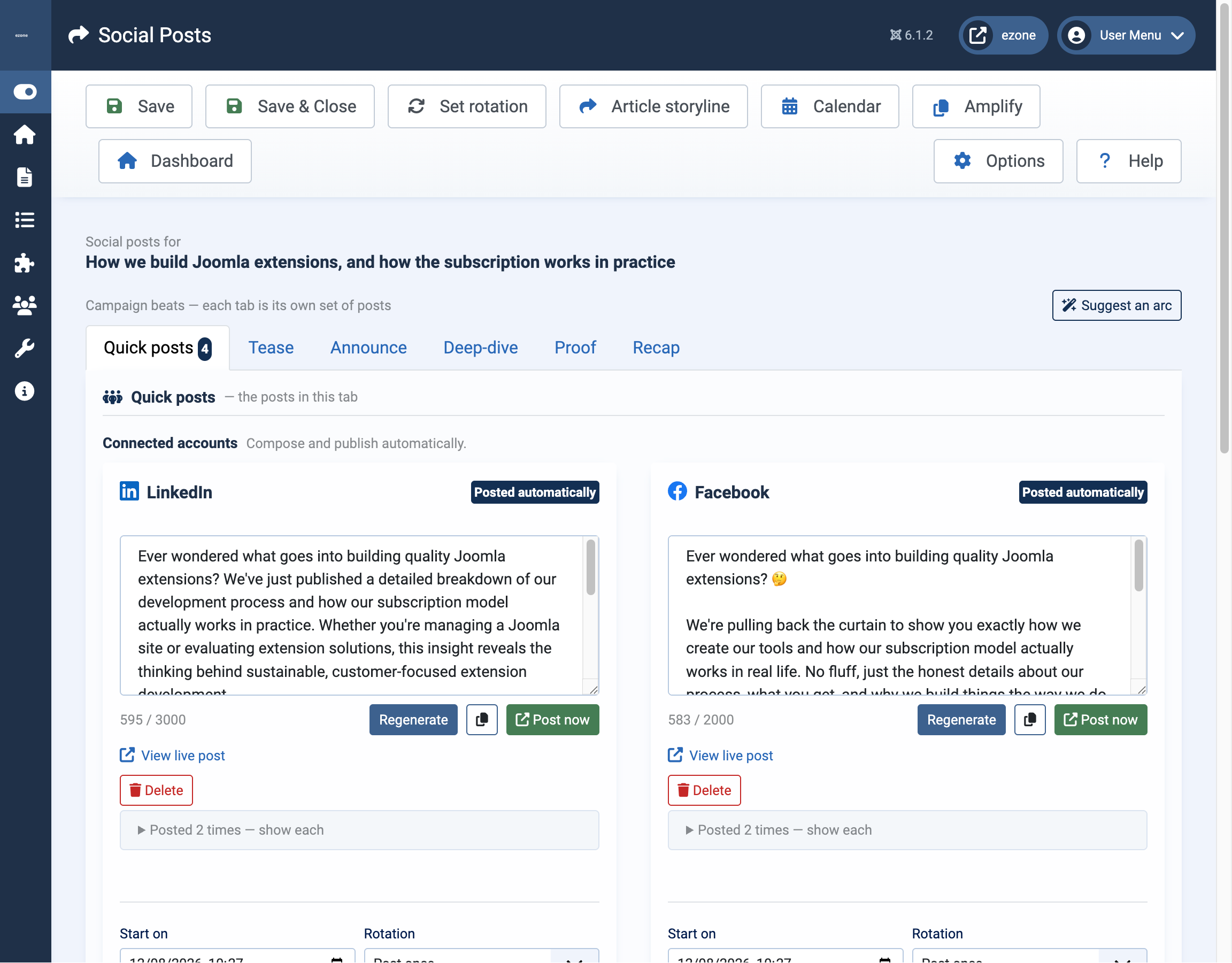Content Amplifier - Quick posts