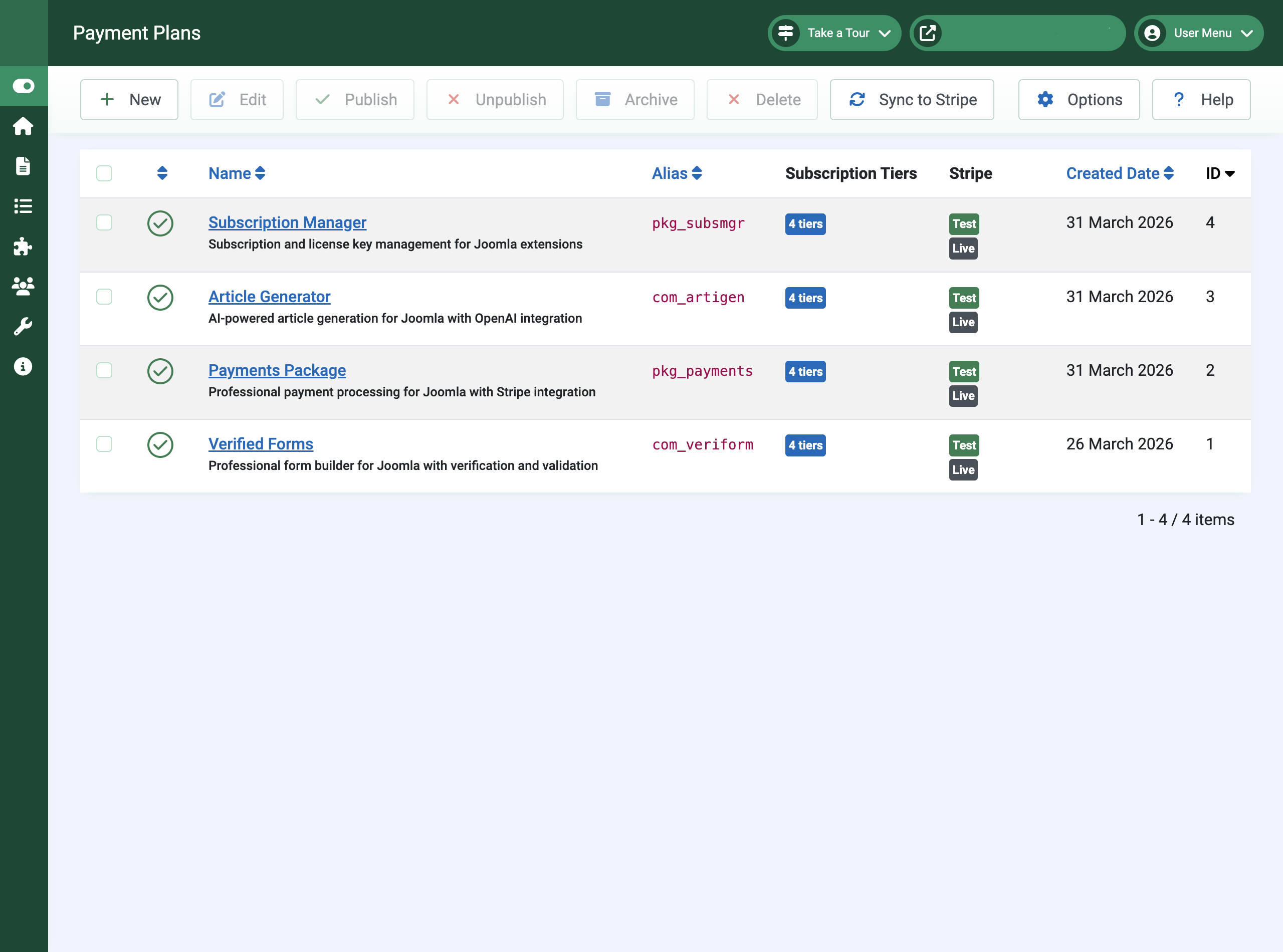 Payment Plans for Stripe in Joomla