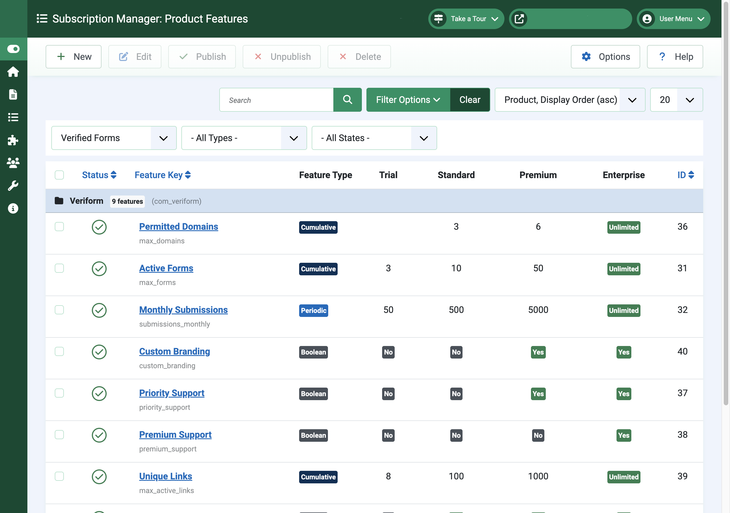 Subscriptions Manager - Product Features