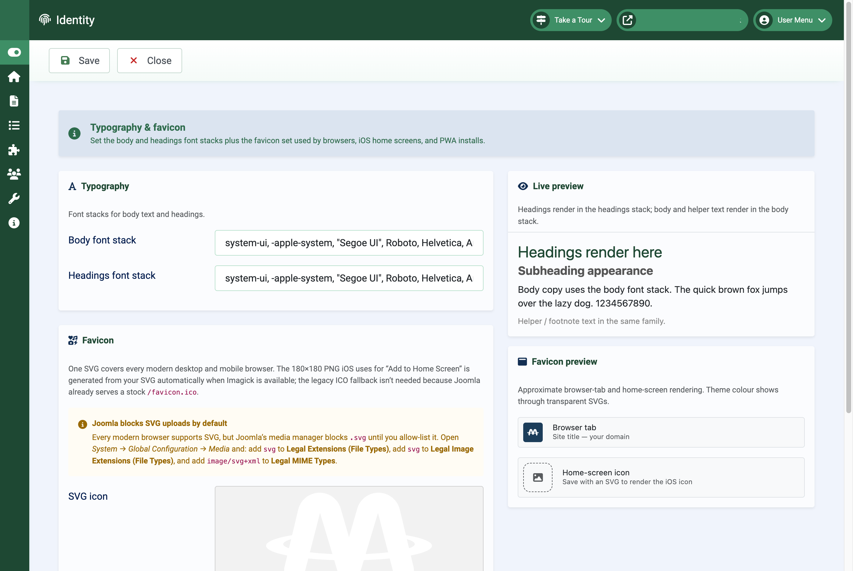 Cassiopeia Themer for Joomla - identity